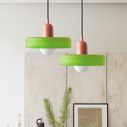 Bauhaus Pendellampe i Farvet Glas med Moderne Design