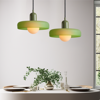 Bauhaus Pendellampe i Farvet Glas med Moderne Design