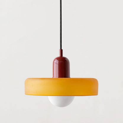 Bauhaus Pendellampe i Farvet Glas med Moderne Design