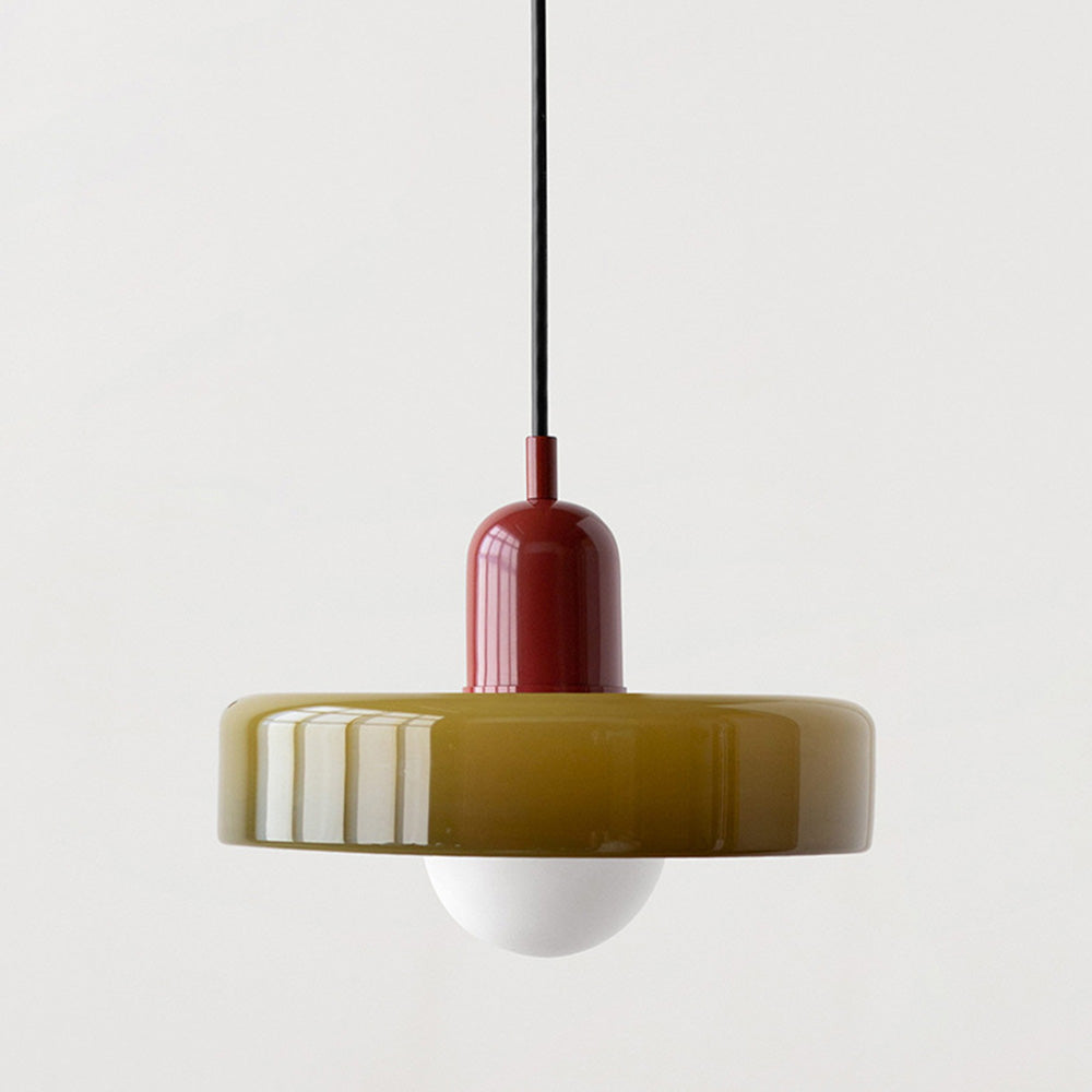 Bauhaus Pendellampe i Farvet Glas med Moderne Design