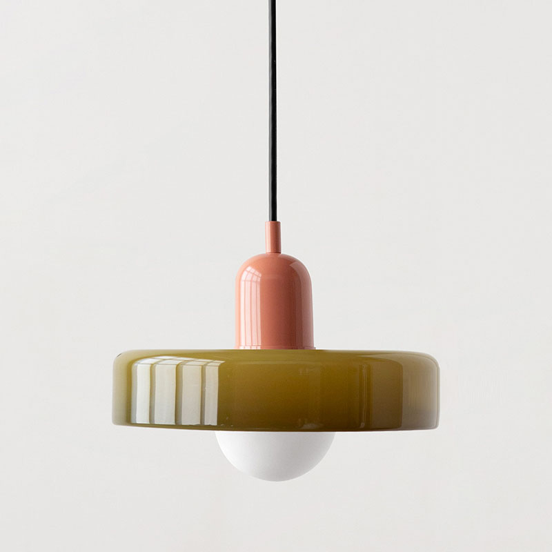 Bauhaus Pendellampe i Farvet Glas med Moderne Design