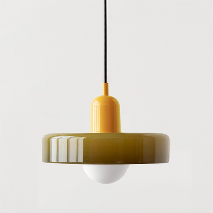 Bauhaus Pendellampe i Farvet Glas med Moderne Design