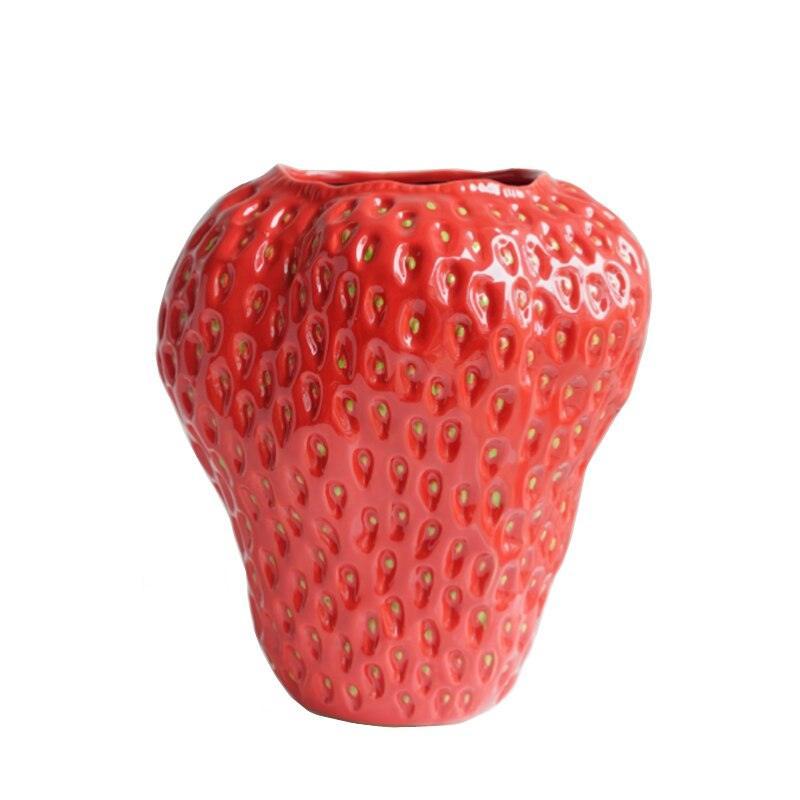 BerryBloom Jordbær Vase i Keramik – Dekorativ Blomster- og Plantekrukke