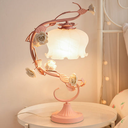 BlossomGlow Rosenlampe Elegant Bordlampe med Stemningslys