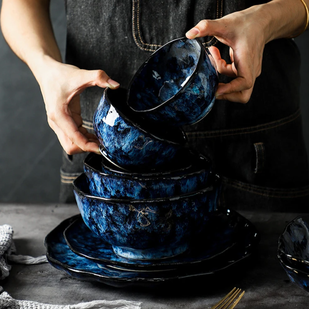 Blue Nebula Keramikstel – 10 Dele Elegant Service