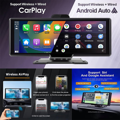CarVision Pro Smart Bilskærm med CarPlay, Android Auto og Dashcam