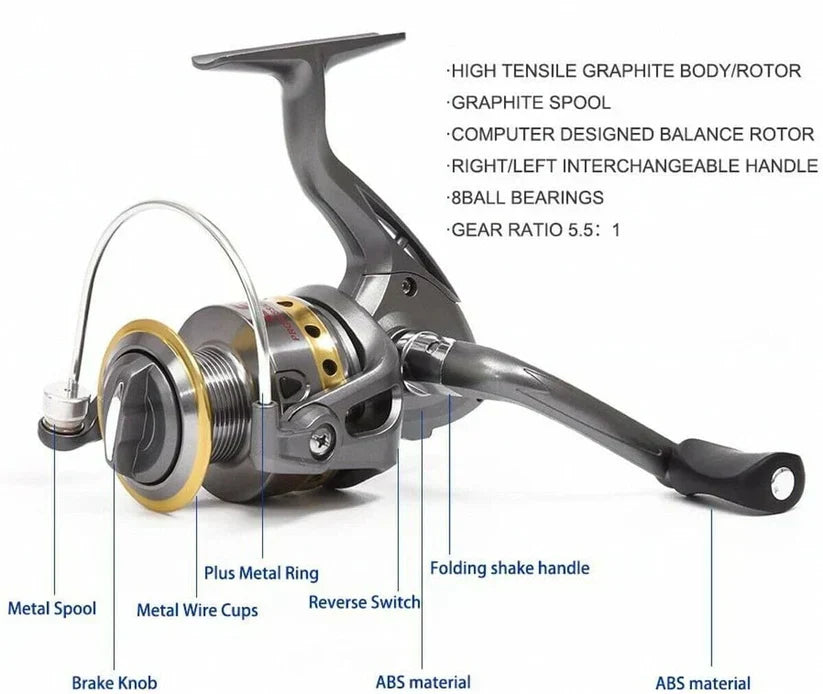 Carbonfiber Teleskopisk Fiskestang og Hjul Sæt med Tilbehør og Transporttaske
