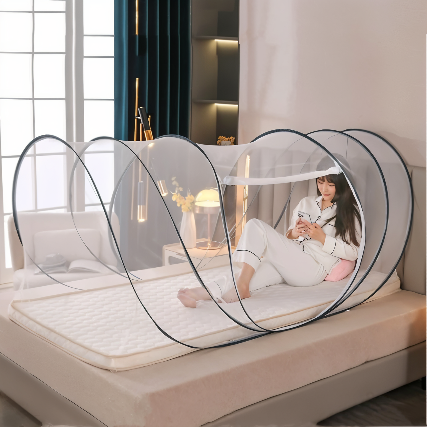 CircleGuard Sammenfoldeligt Rundt Myggenet til Rejser med Pop-Up Design