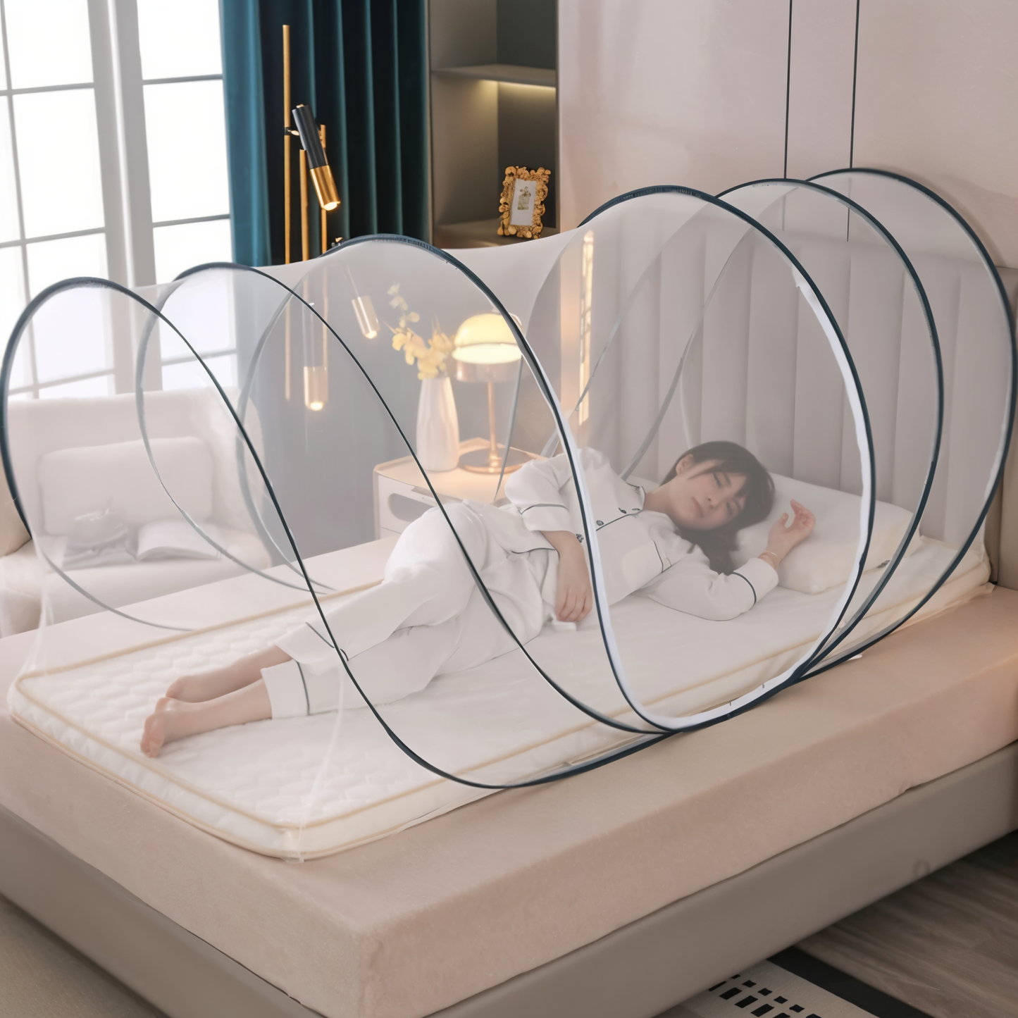 CircleGuard Sammenfoldeligt Rundt Myggenet til Rejser med Pop-Up Design
