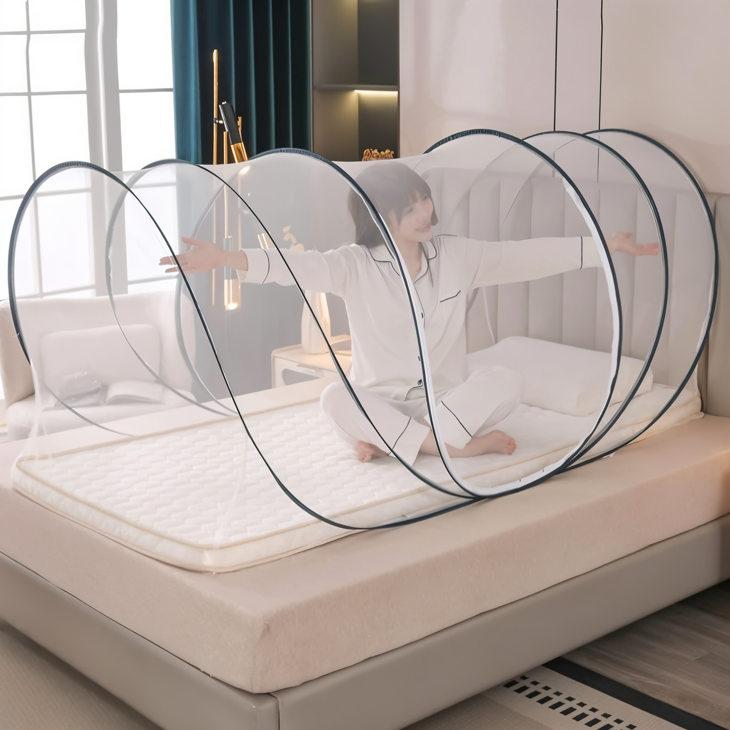 CircleGuard Sammenfoldeligt Rundt Myggenet til Rejser med Pop-Up Design