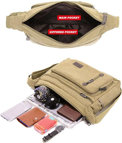 ClassicLine Canvas Messenger Skuldertaske Tidløs Crossbodytaske til Hverdagsbrug