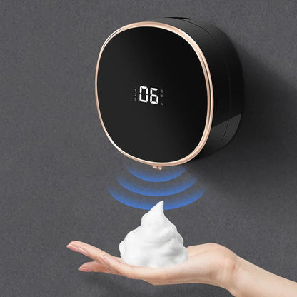 Cleon automatisk sæbedispenser med berøringsfri sensor, LED-display og genopladelig vægmontering