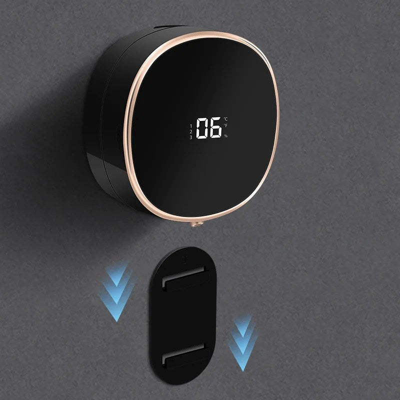 Cleon automatisk sæbedispenser med berøringsfri sensor, LED-display og genopladelig vægmontering