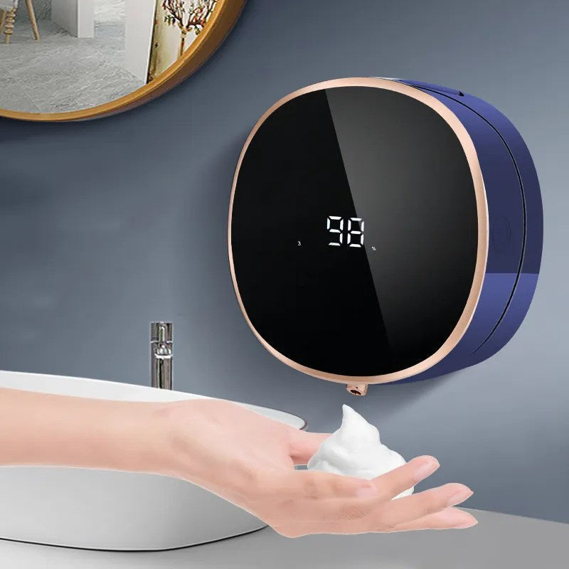 Cleon automatisk sæbedispenser med berøringsfri sensor, LED-display og genopladelig vægmontering
