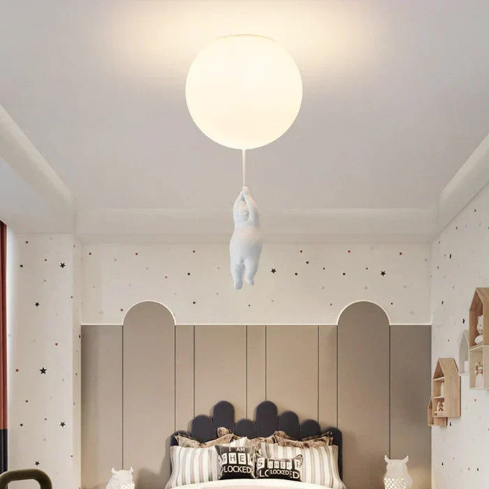 CloudBear Loftlampe til Børneværelse med Bjørn, Ballon og Integreret LED