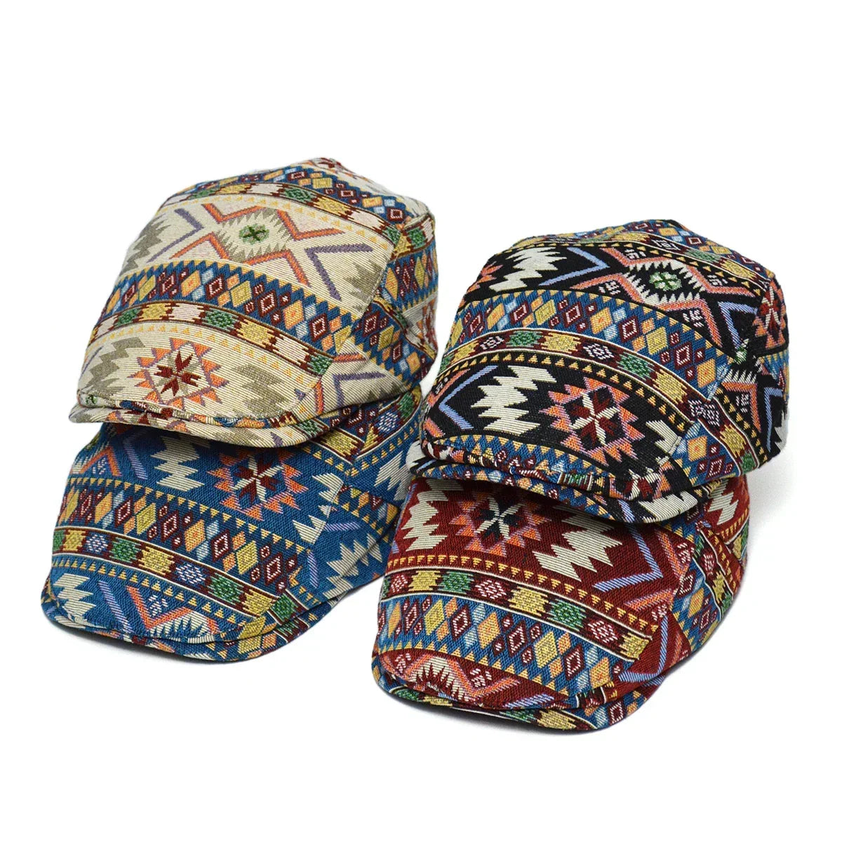 Farverig retro flatcap i åndbar bomuld med justerbar pasform til alle årstider