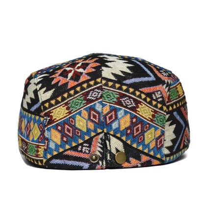 Farverig retro flatcap i åndbar bomuld med justerbar pasform til alle årstider