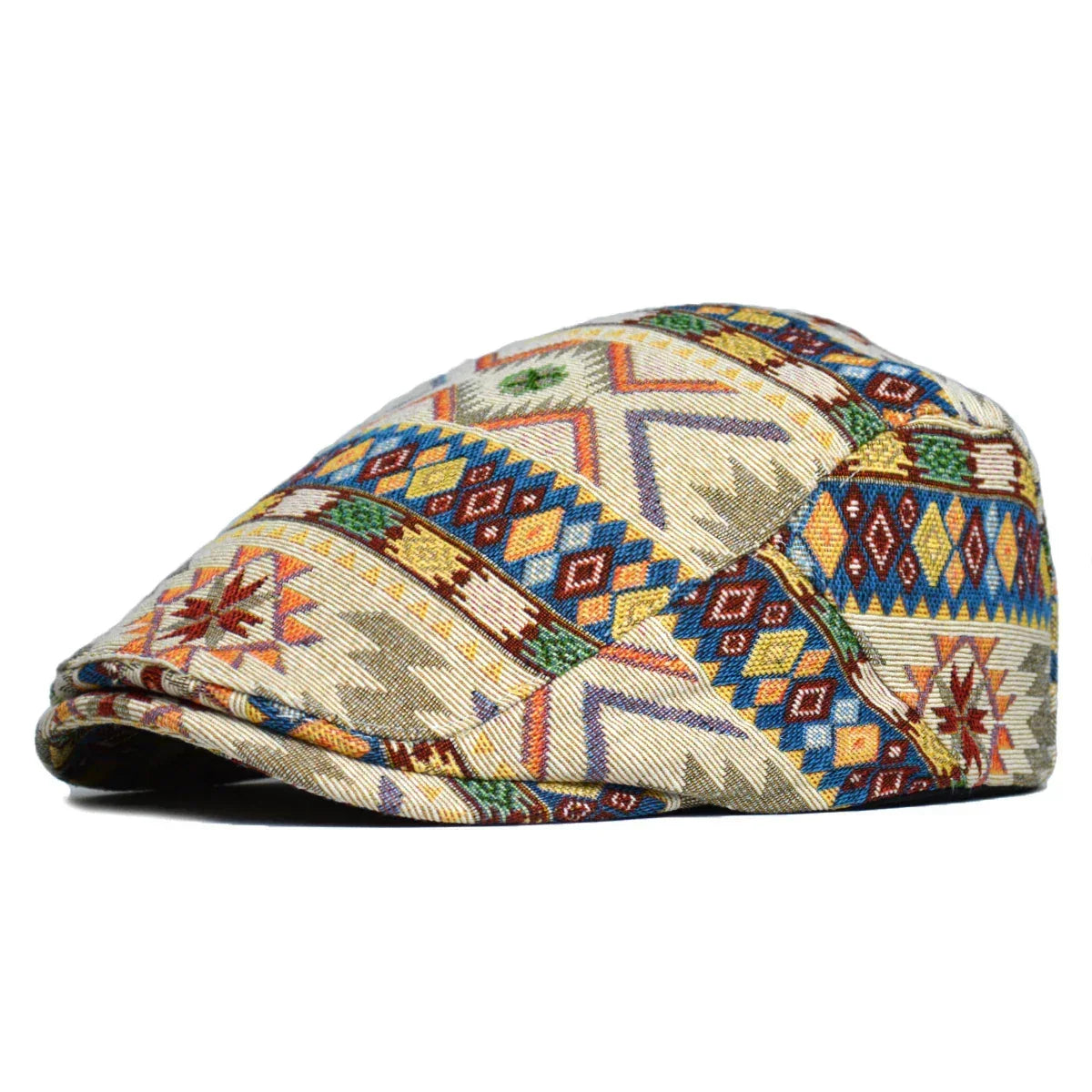 Farverig retro flatcap i åndbar bomuld med justerbar pasform til alle årstider