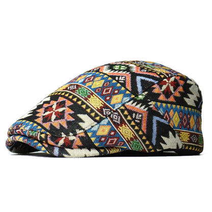 Farverig retro flatcap i åndbar bomuld med justerbar pasform til alle årstider