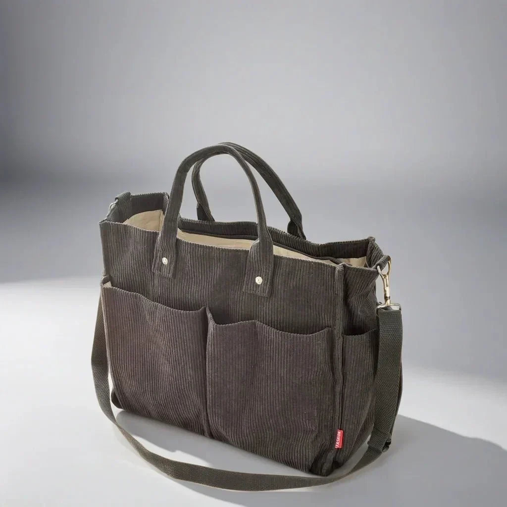 CordoTote Klassisk Fløjls Skuldertaske Rummelig Tote Bag til Hverdagsbrug