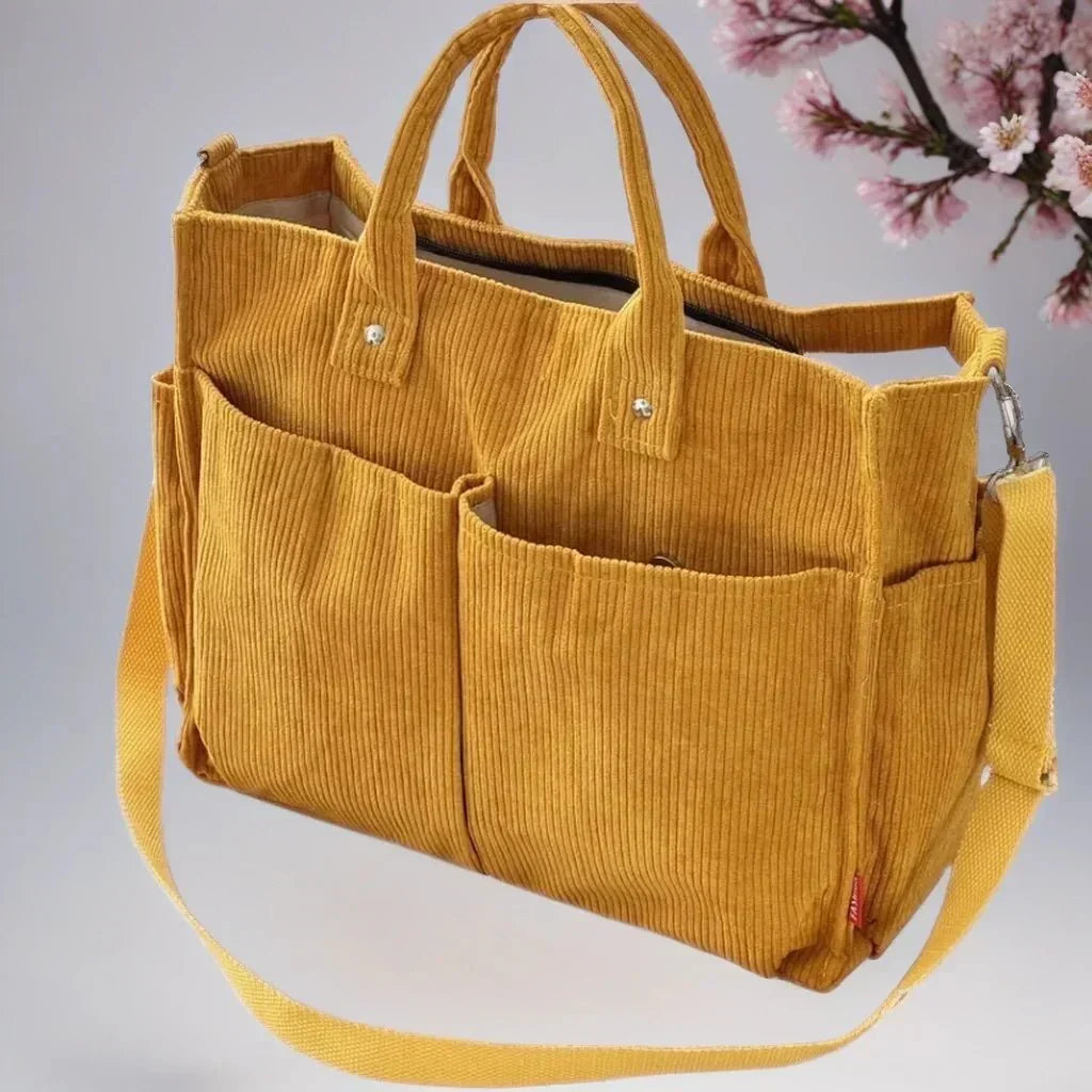 CordoTote Klassisk Fløjls Skuldertaske Rummelig Tote Bag til Hverdagsbrug