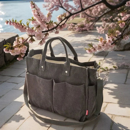 CordoTote Klassisk Fløjls Skuldertaske Rummelig Tote Bag til Hverdagsbrug