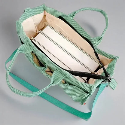 CordoTote Klassisk Fløjls Skuldertaske Rummelig Tote Bag til Hverdagsbrug