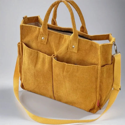 CordoTote Klassisk Fløjls Skuldertaske Rummelig Tote Bag til Hverdagsbrug