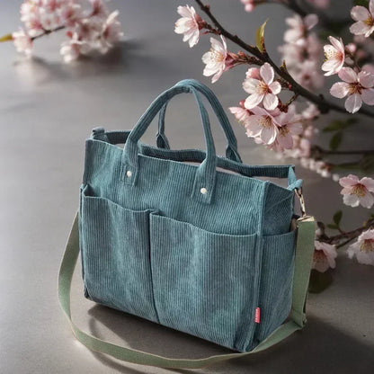 CordoTote Klassisk Fløjls Skuldertaske Rummelig Tote Bag til Hverdagsbrug