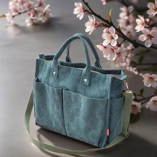 CordoTote Klassisk Fløjls Skuldertaske Rummelig Tote Bag til Hverdagsbrug
