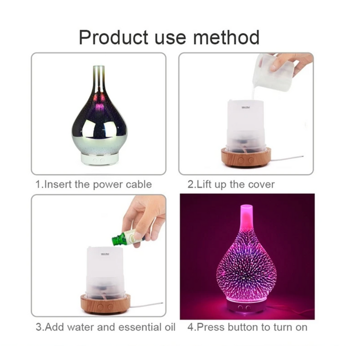 CosmicBreeze Aromaterapidiffuser med LED-Lys, Duftmist og Luftfugter