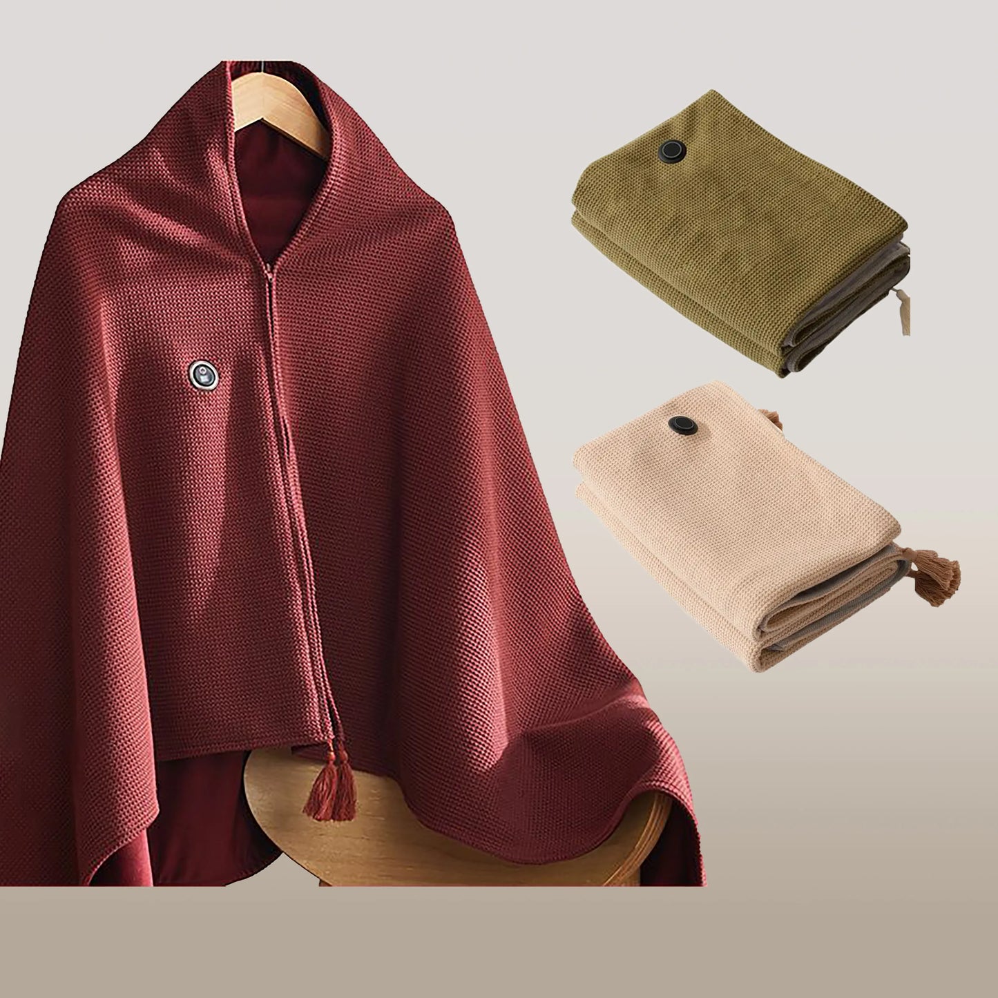 CozyHeat Bærbart Elektrisk Tæppe med USB, Genopladeligt og Blødt Fleece