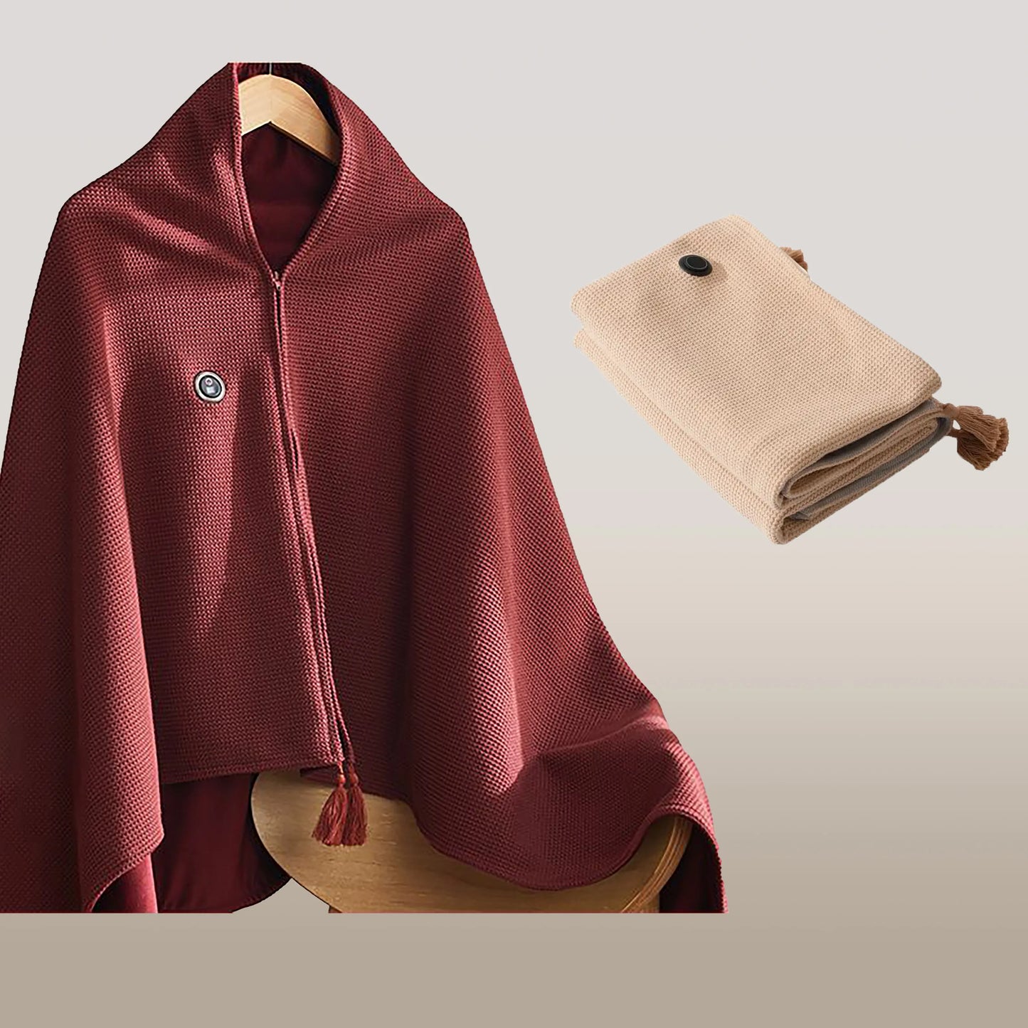 CozyHeat Bærbart Elektrisk Tæppe med USB, Genopladeligt og Blødt Fleece