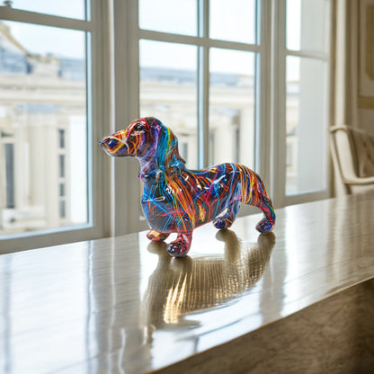 Farverig Gravhund Figur til Dekoration