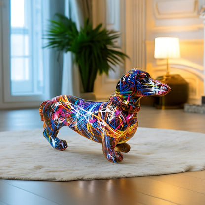 Farverig Gravhund Figur til Dekoration
