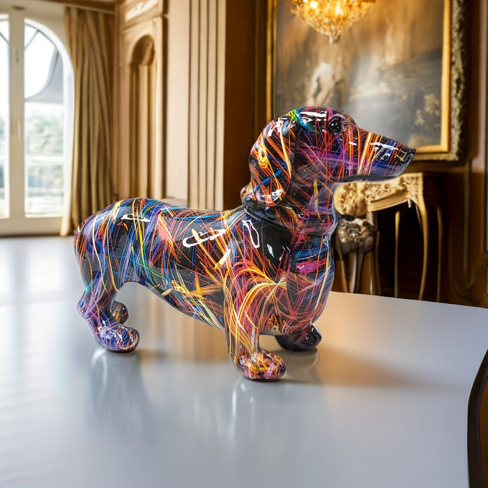 Farverig Gravhund Figur til Dekoration