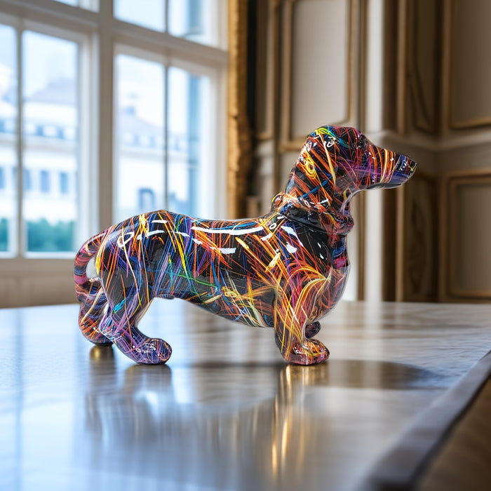 Farverig Gravhund Figur til Dekoration