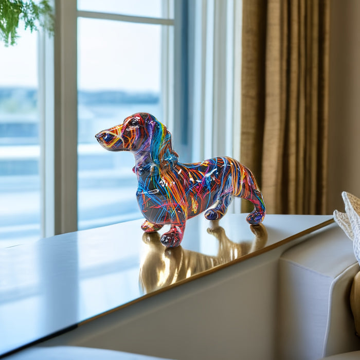 Farverig Gravhund Figur til Dekoration