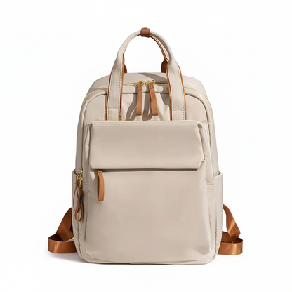 Crème beige rygsæk med brune detaljer