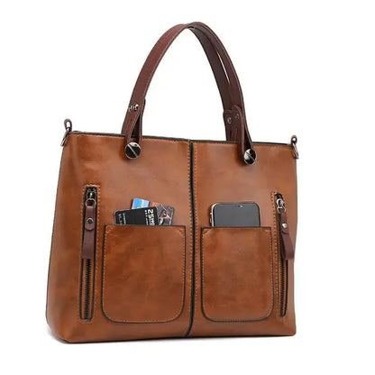Dapowa – Vintage PU-Læder Skuldertaske til Kvinder med Justerbar Crossbody-Rem