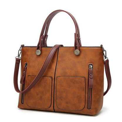 Dapowa – Vintage PU-Læder Skuldertaske til Kvinder med Justerbar Crossbody-Rem