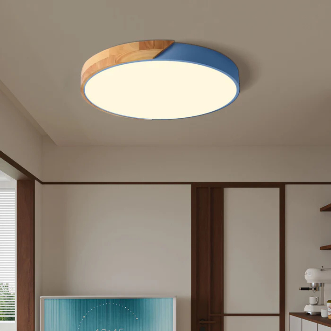Delos Skandinavisk Loftlampe i Træ med Integreret LED-belysning