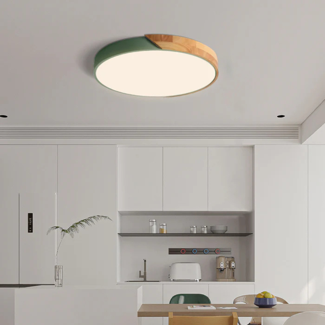Delos Skandinavisk Loftlampe i Træ med Integreret LED-belysning