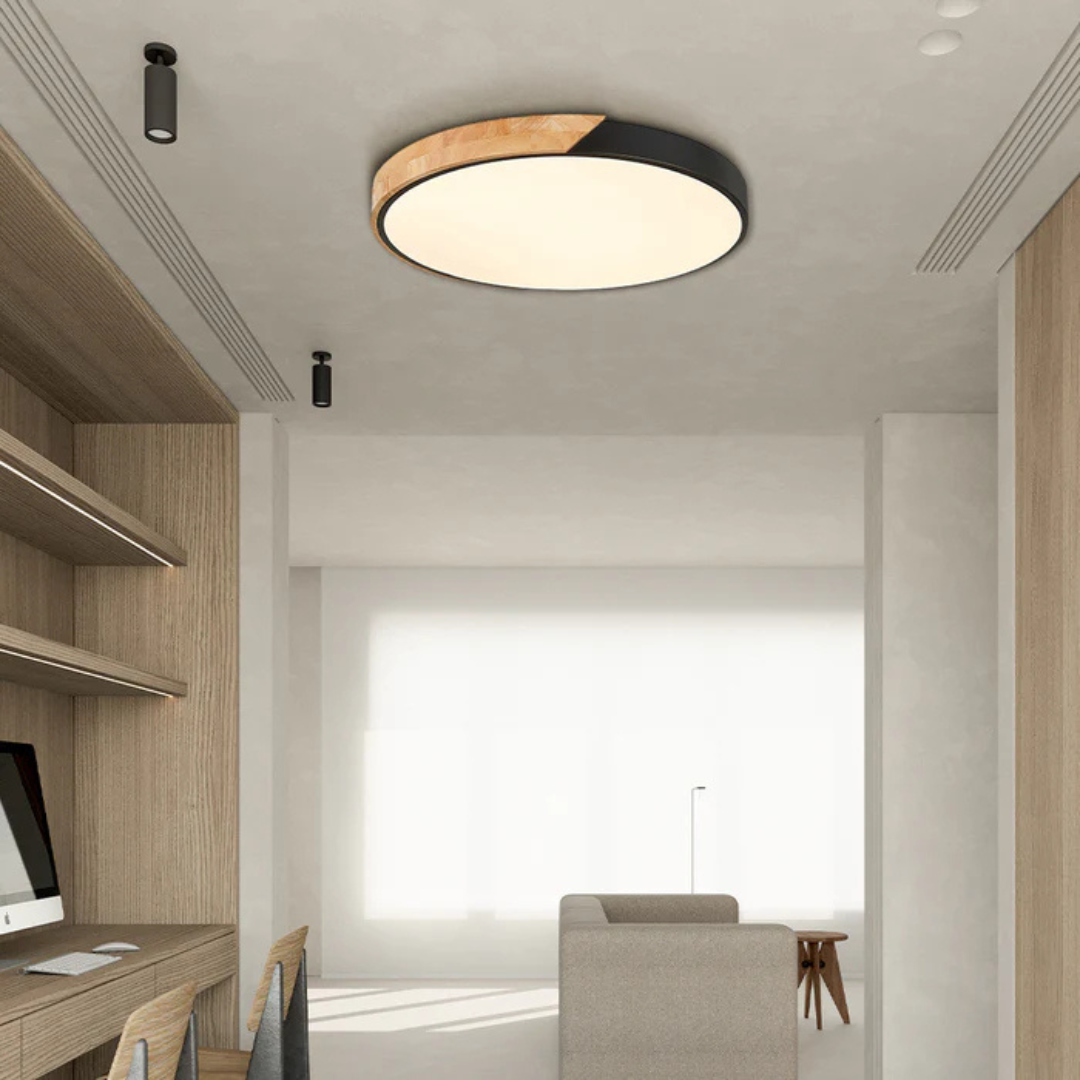 Delos Skandinavisk Loftlampe i Træ med Integreret LED-belysning