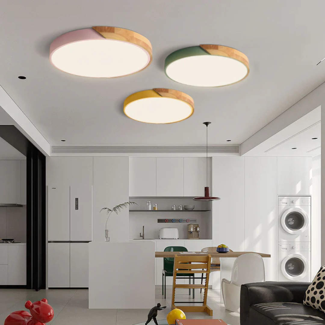 Delos Skandinavisk Loftlampe i Træ med Integreret LED-belysning