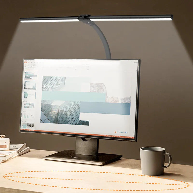 DeskLight LED-skrivebordslampe med dobbelt lampehoved og justerbar lysstyrke