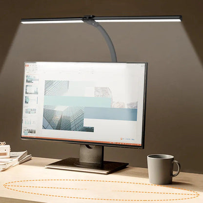 DeskLight LED-skrivebordslampe med dobbelt lampehoved og justerbar lysstyrke