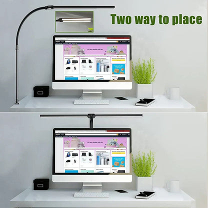 DeskLight LED-skrivebordslampe med dobbelt lampehoved og justerbar lysstyrke