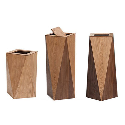Diamantformet Træaffaldsspand med Låg i Minimalistisk Design