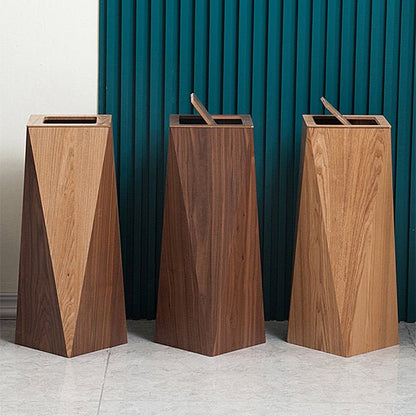 Diamantformet Træaffaldsspand med Låg i Minimalistisk Design